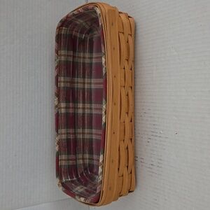 Longaberger Woven Basket with Plaid Fabric And Plastic Liners